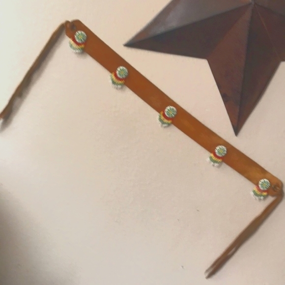 Native American Vibe Suede Mandela Beaded Fringe Tie Belt - Picture 3 of 16